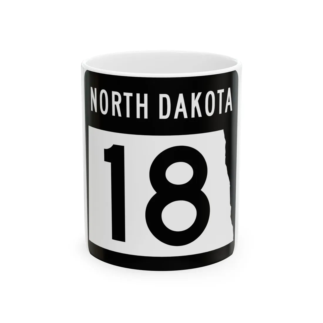 ND-18 2015 (North Dakota) (Road Sign) White Coffee Mug 11oz - Go Mug Yourself