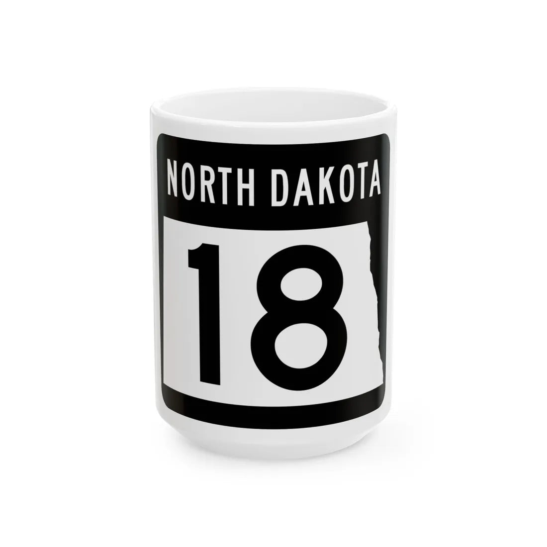 ND-18 2015 (North Dakota) (Road Sign) White Coffee Mug 15oz - Go Mug Yourself