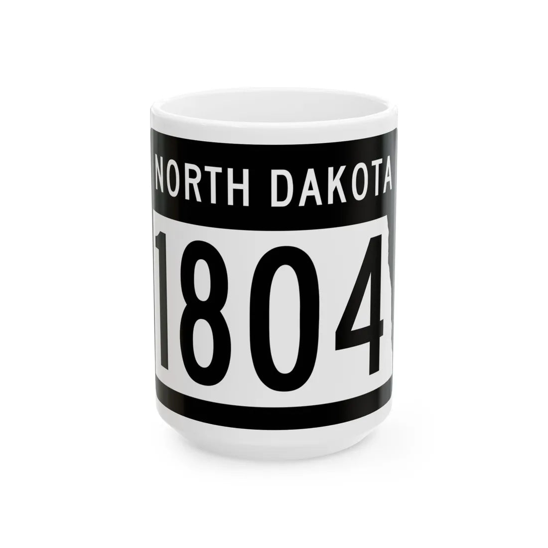 ND-1804 2015 (North Dakota) (Road Sign) White Coffee Mug 15oz - Go Mug Yourself