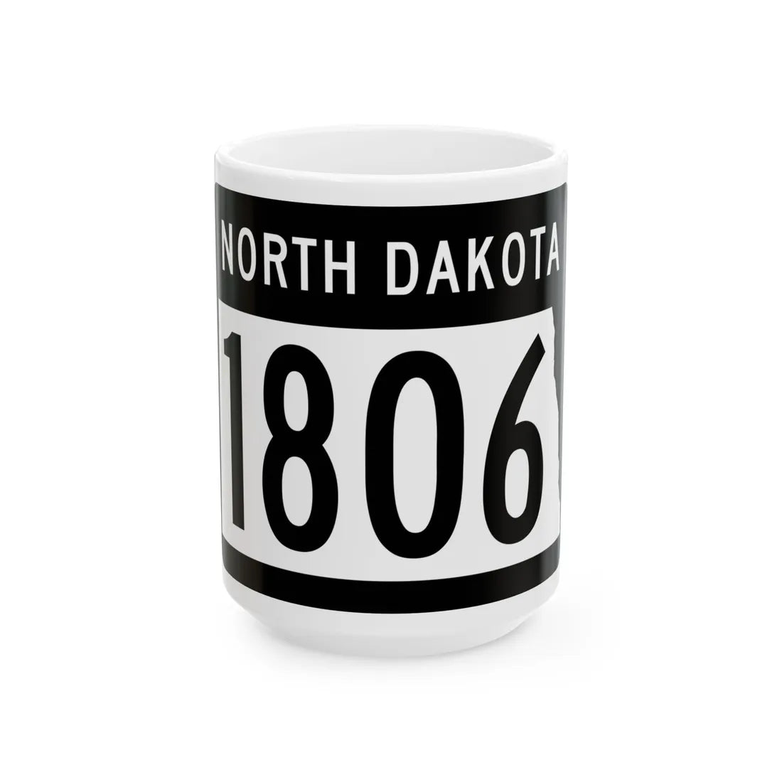 ND-1806 2015 (North Dakota) (Road Sign) White Coffee Mug 15oz - Go Mug Yourself
