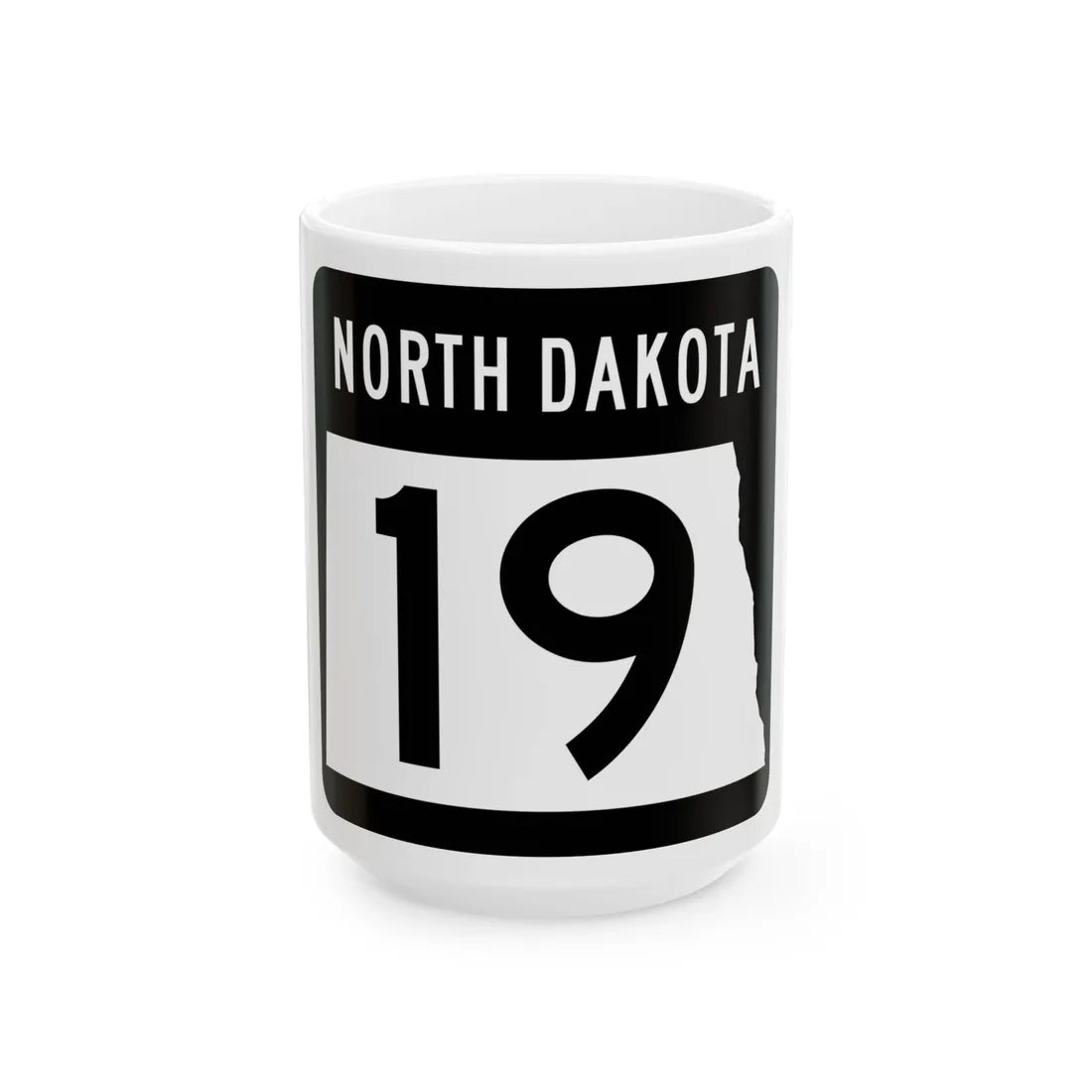 ND-19 2015 (North Dakota) (Road Sign) White Coffee Mug 15oz - Go Mug Yourself
