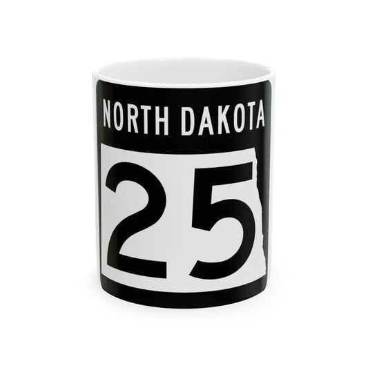 ND-25 2015 (North Dakota) (Road Sign) White Coffee Mug 11oz - Go Mug Yourself