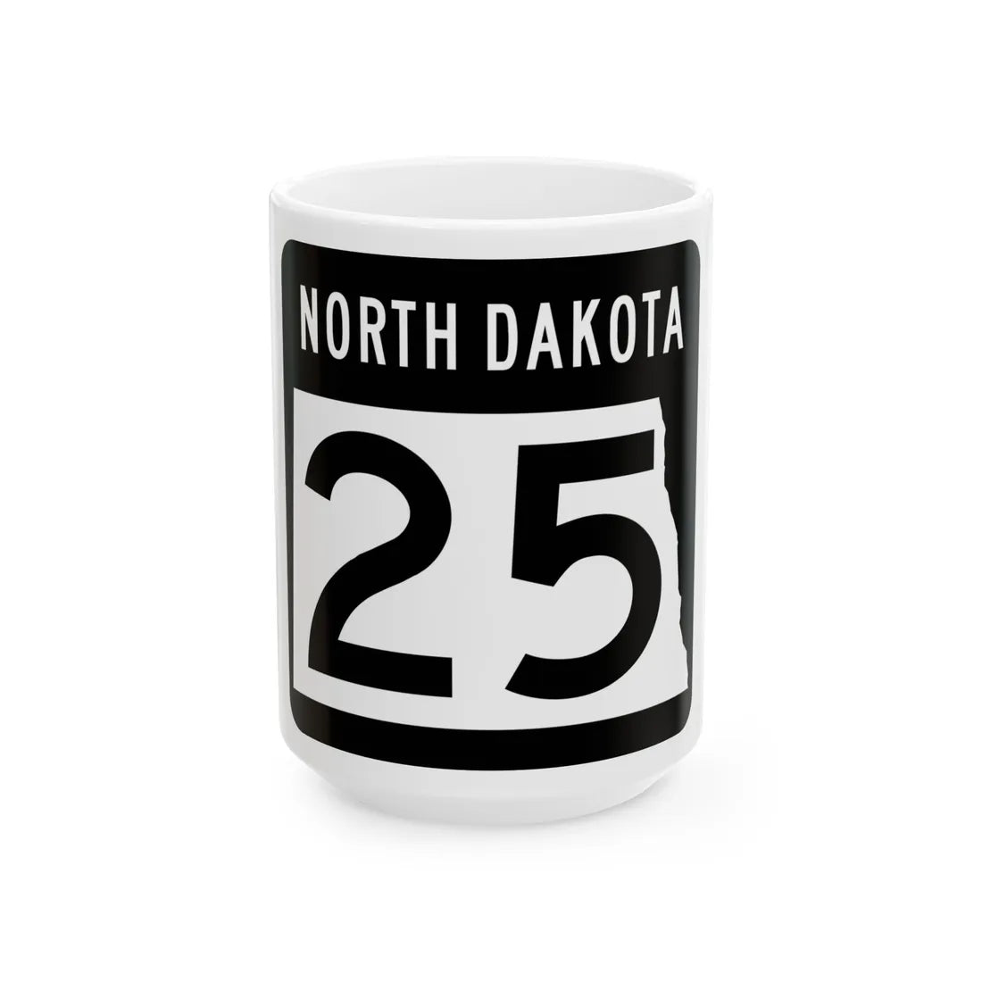 ND-25 2015 (North Dakota) (Road Sign) White Coffee Mug 15oz - Go Mug Yourself