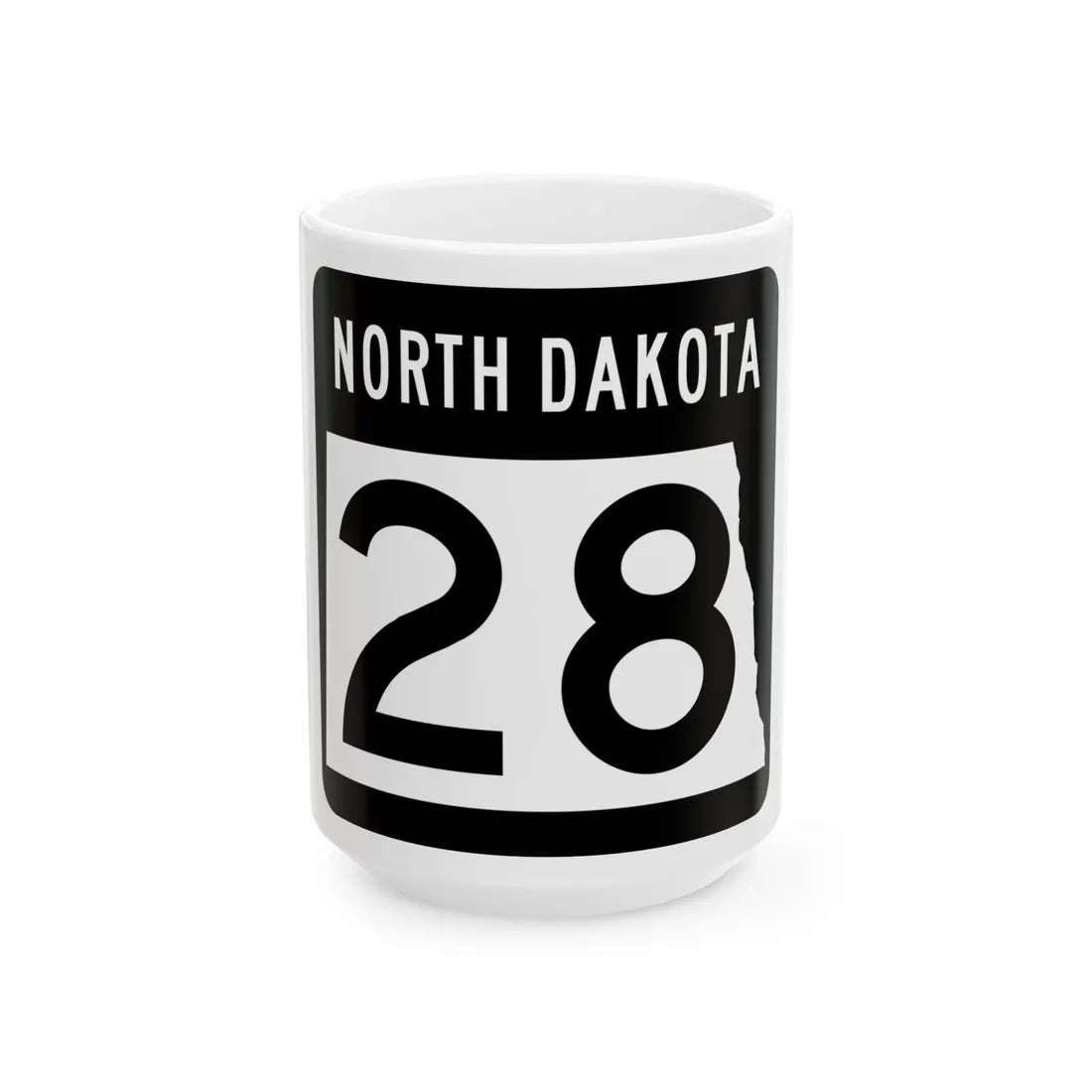 ND-28 2015 (North Dakota) (Road Sign) White Coffee Mug 15oz - Go Mug Yourself