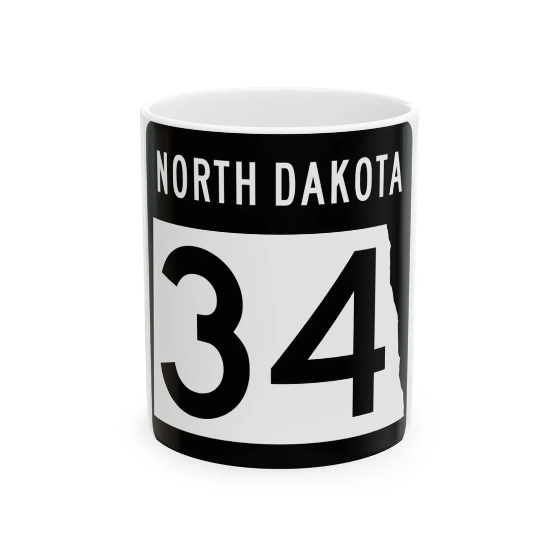 ND-34 2015 (North Dakota) (Road Sign) White Coffee Mug 11oz - Go Mug Yourself