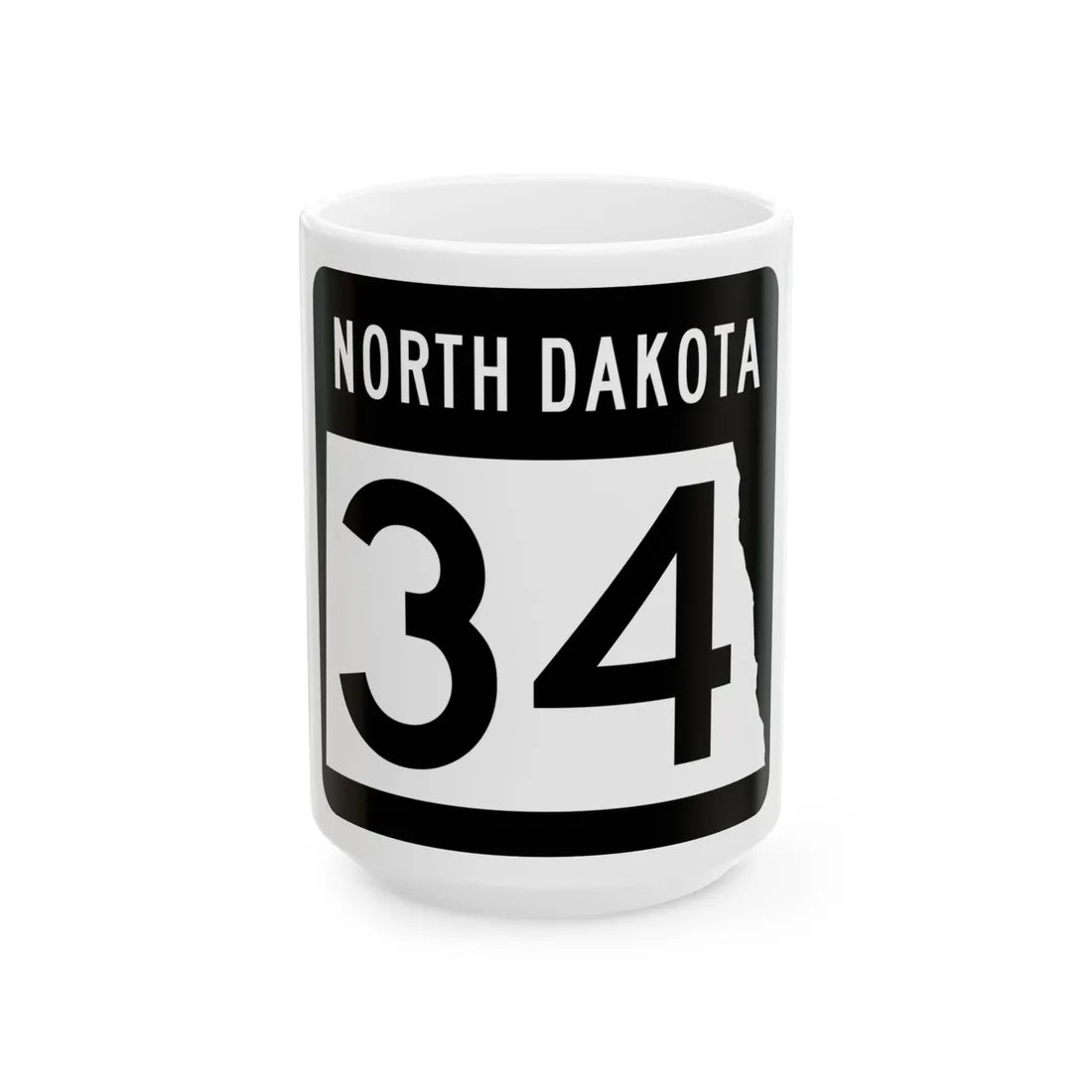 ND-34 2015 (North Dakota) (Road Sign) White Coffee Mug 15oz - Go Mug Yourself