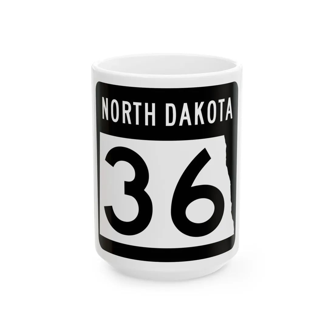 ND-36 2015 (North Dakota) (Road Sign) White Coffee Mug 15oz - Go Mug Yourself