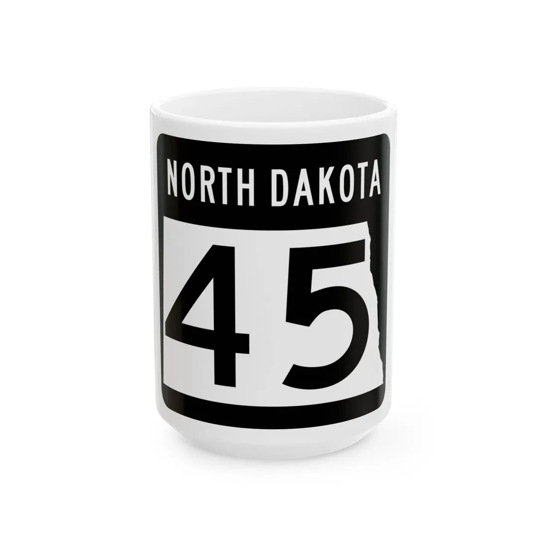 ND-45 2015 (North Dakota) (Road Sign) White Coffee Mug 15oz - Go Mug Yourself