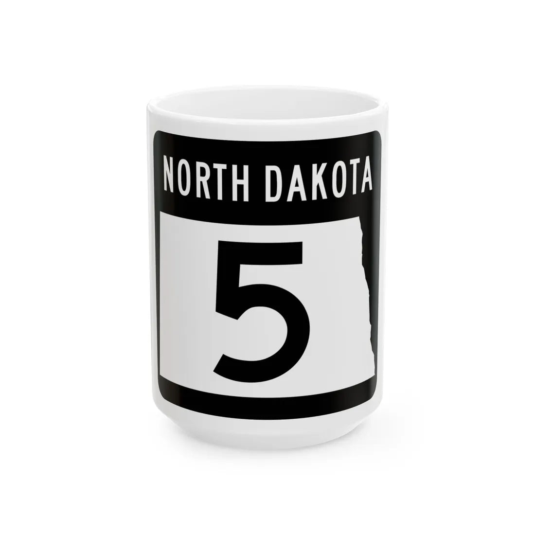 ND-5 2015 (North Dakota) (Road Sign) White Coffee Mug 15oz - Go Mug Yourself