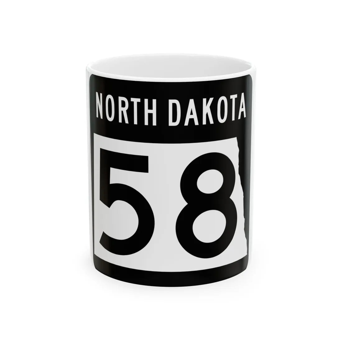 ND-58 2015 (North Dakota) (Road Sign) White Coffee Mug 11oz - Go Mug Yourself