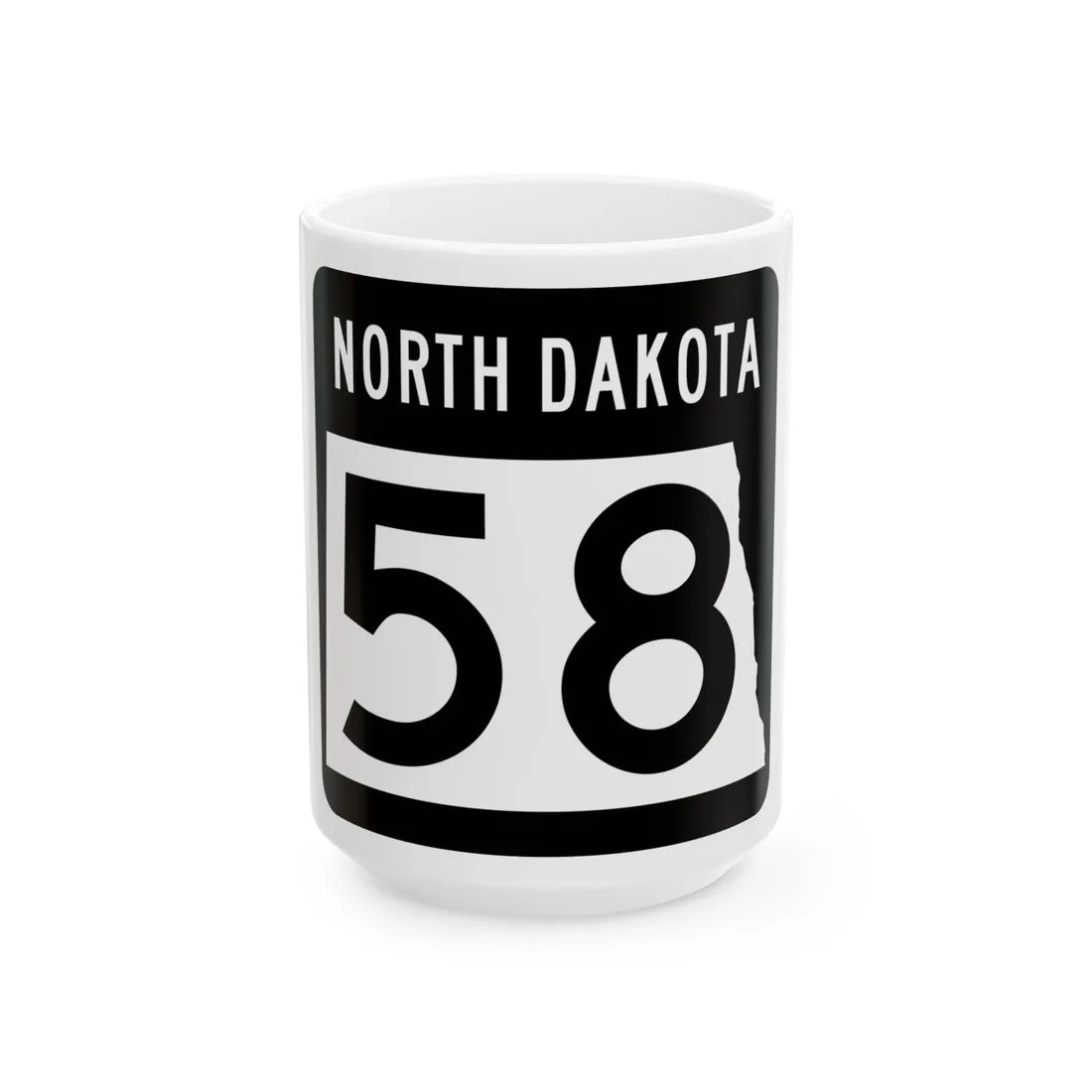 ND-58 2015 (North Dakota) (Road Sign) White Coffee Mug 15oz - Go Mug Yourself