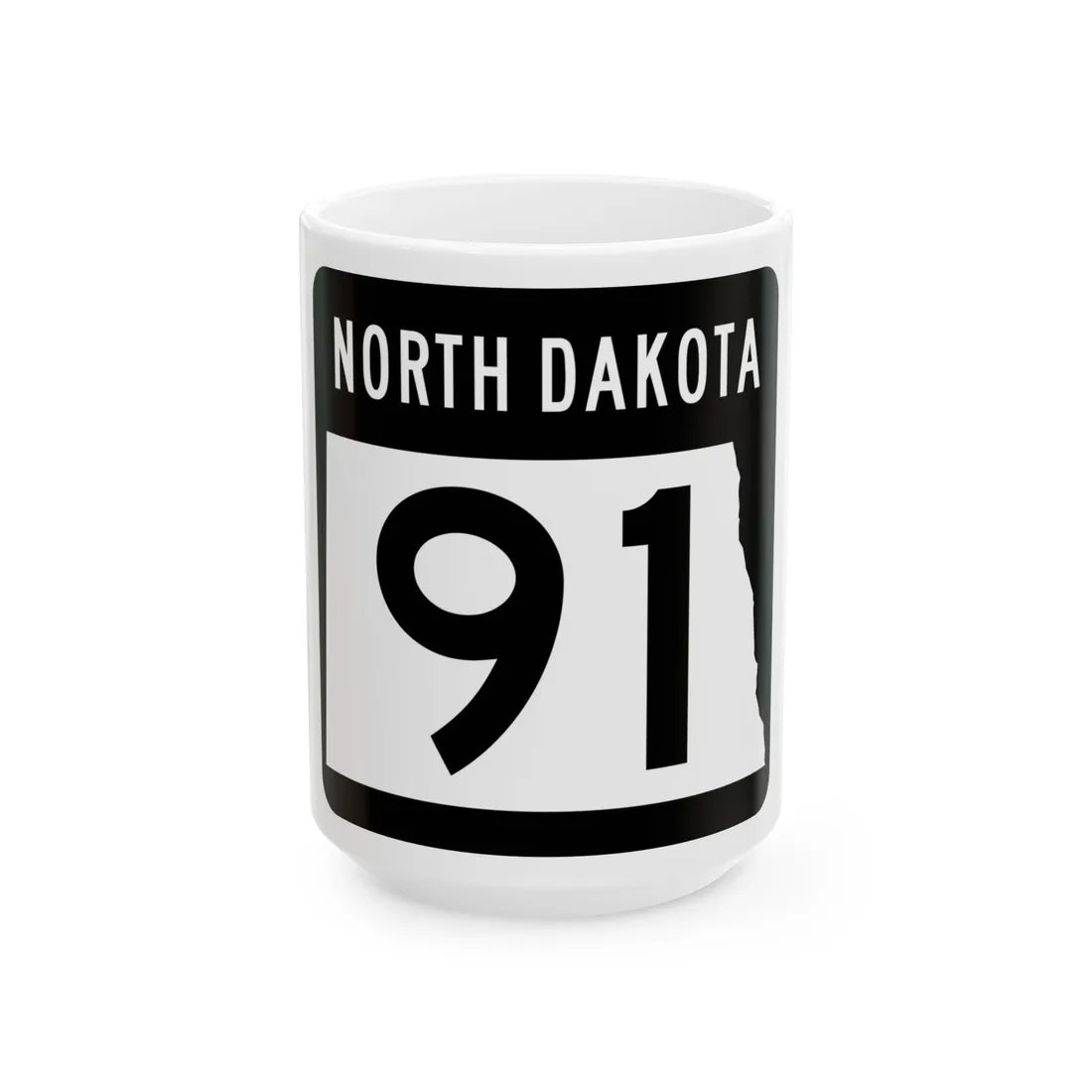 ND-91 2015 (North Dakota) (Road Sign) White Coffee Mug 15oz - Go Mug Yourself