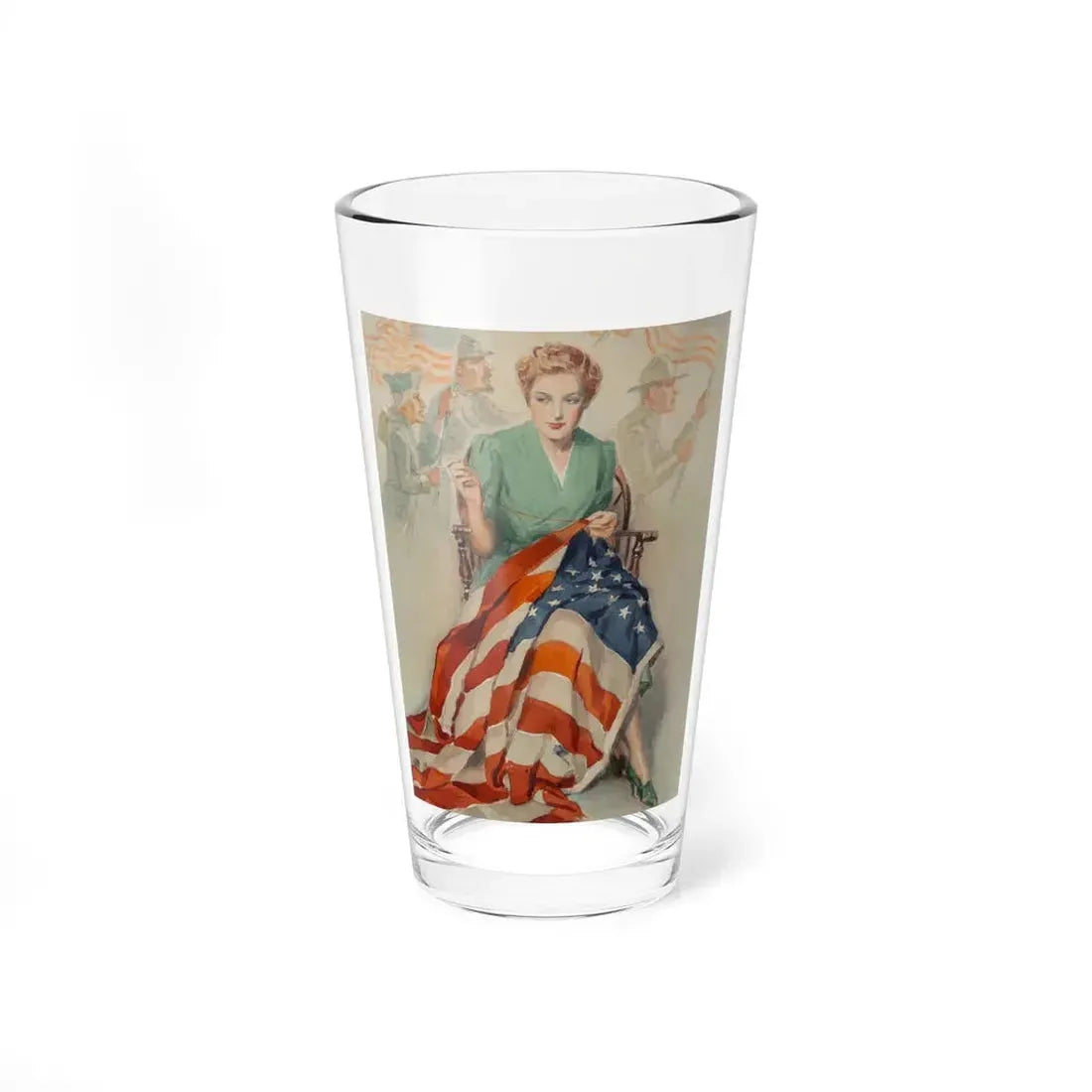 Needlework, poster illustration (1), circa 1940 (Magazine Illustration) Pint Glass 16oz 16oz - Go Mug Yourself