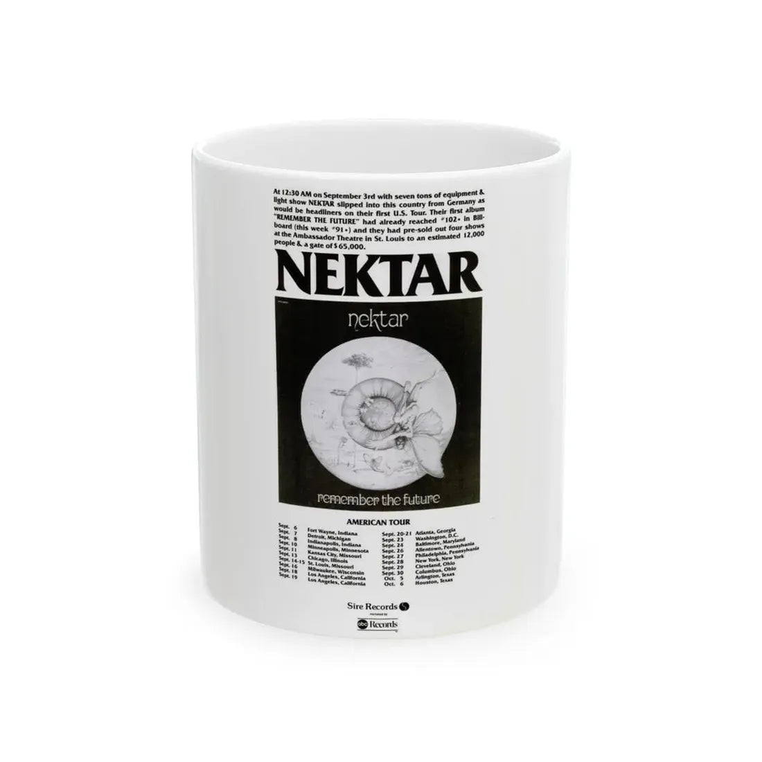 Nektar 1974 (Music Poster) White Coffee Mug 11oz - Go Mug Yourself
