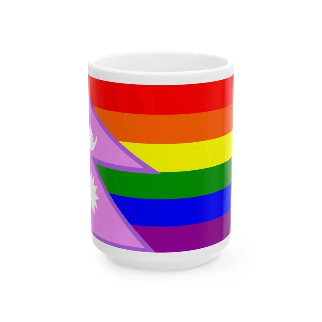 Nepal Bisexual Rainbow Flag (Nepal) White Coffee Mug 15oz - Go Mug Yourself