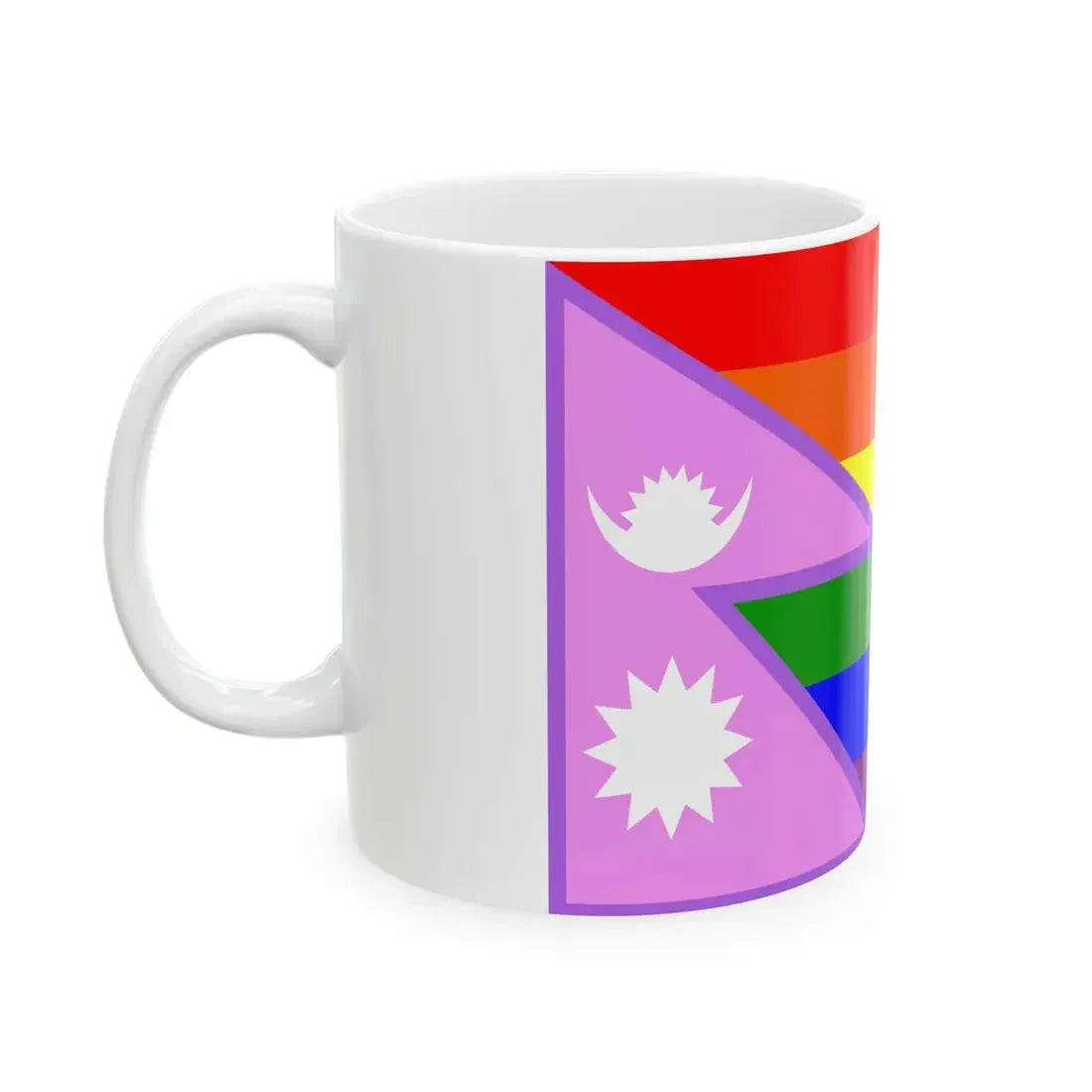 Nepal Bisexual Rainbow Flag (Nepal) White Coffee Mug - Go Mug Yourself