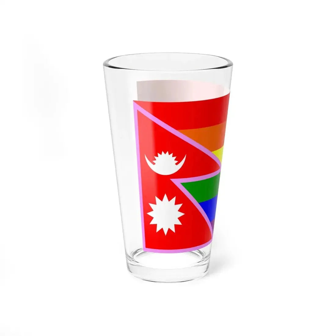 Nepal Gay Pride Rainbow Flag (Nepal) Pint Glass 16oz - Go Mug Yourself