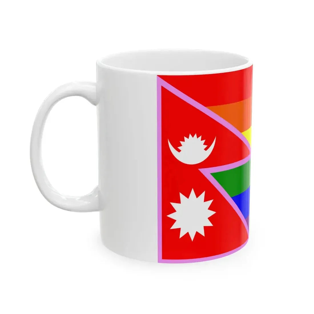 Nepal Gay Pride Rainbow Flag (Nepal) White Coffee Mug - Go Mug Yourself