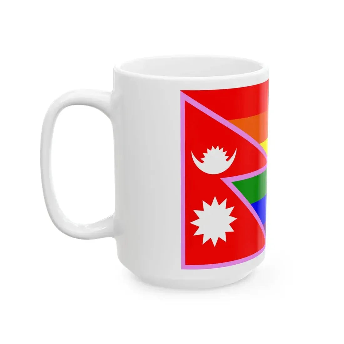 Nepal Gay Pride Rainbow Flag (Nepal) White Coffee Mug - Go Mug Yourself
