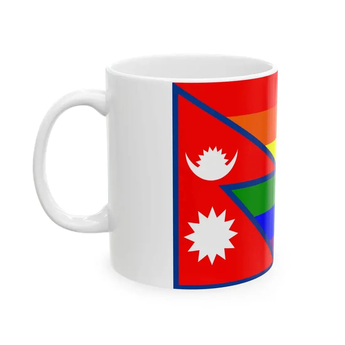 Nepal Rainbow Flag (Nepal) White Coffee Mug - Go Mug Yourself