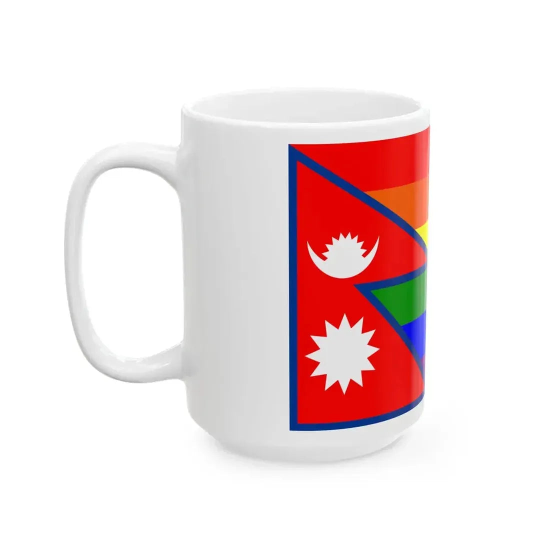 Nepal Rainbow Flag (Nepal) White Coffee Mug - Go Mug Yourself