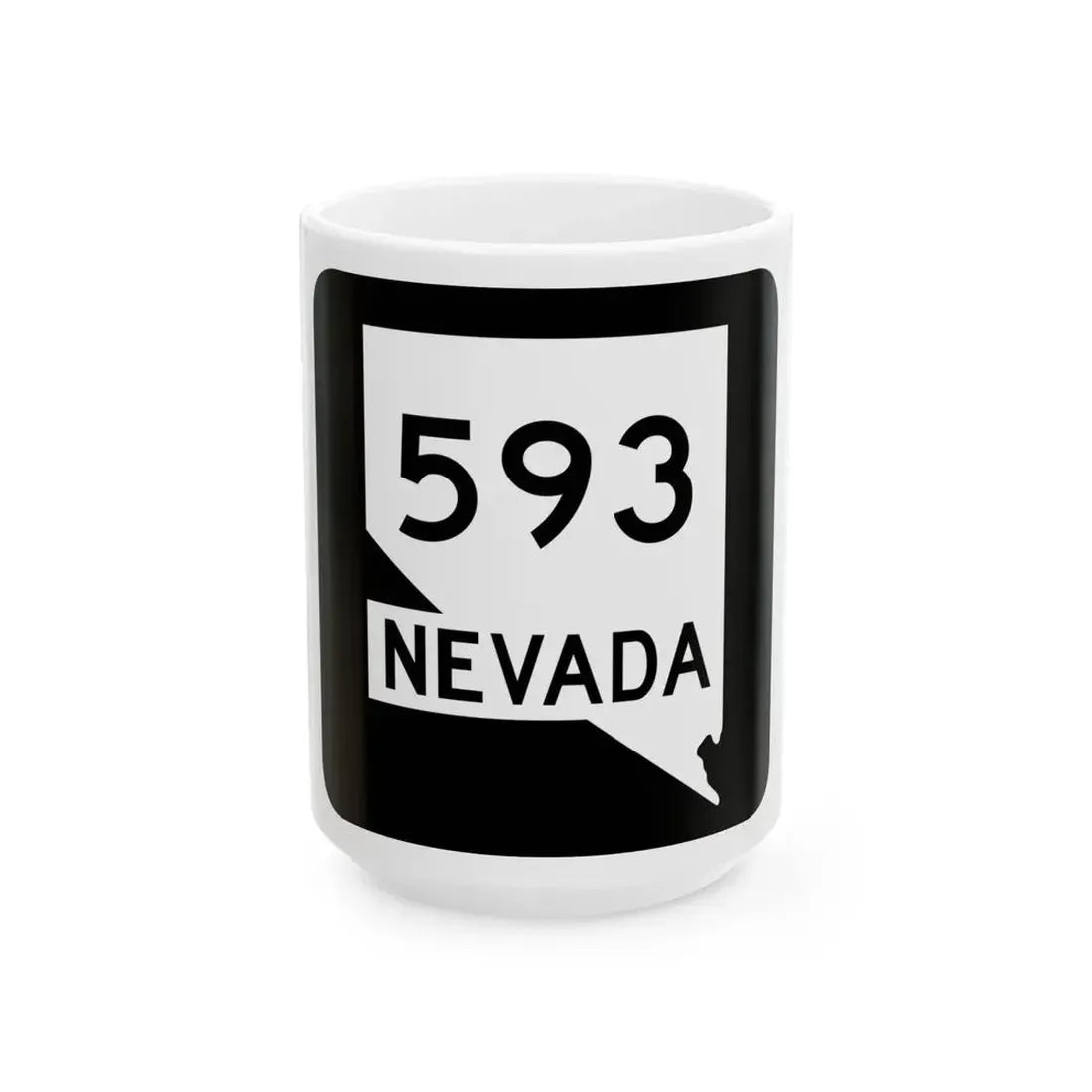 Nevada 593 (Nevada) (Road Sign) White Coffee Mug 15oz - Go Mug Yourself