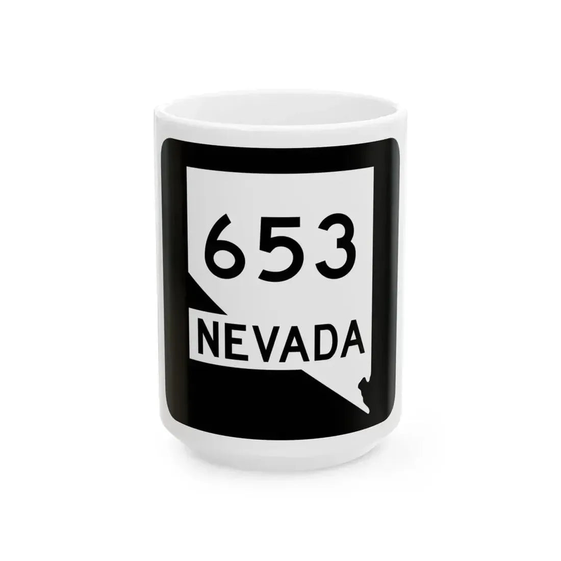 Nevada 653 (Nevada) (Road Sign) White Coffee Mug 15oz - Go Mug Yourself
