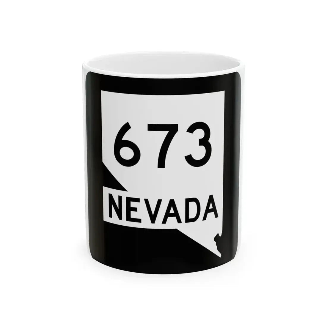 Nevada 673 (Nevada) (Road Sign) White Coffee Mug 11oz - Go Mug Yourself