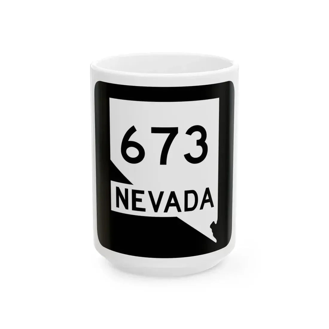 Nevada 673 (Nevada) (Road Sign) White Coffee Mug 15oz - Go Mug Yourself