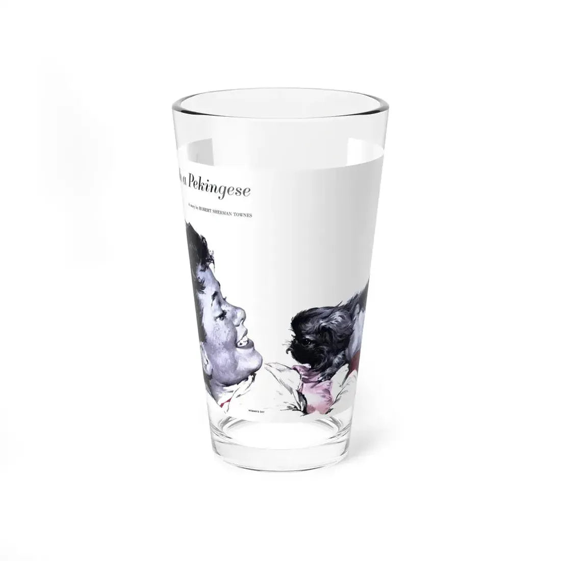 Never Push a Pekingese, Woman's Day, April 1957 (Magazine Illustration) Pint Glass 16oz 16oz - Go Mug Yourself