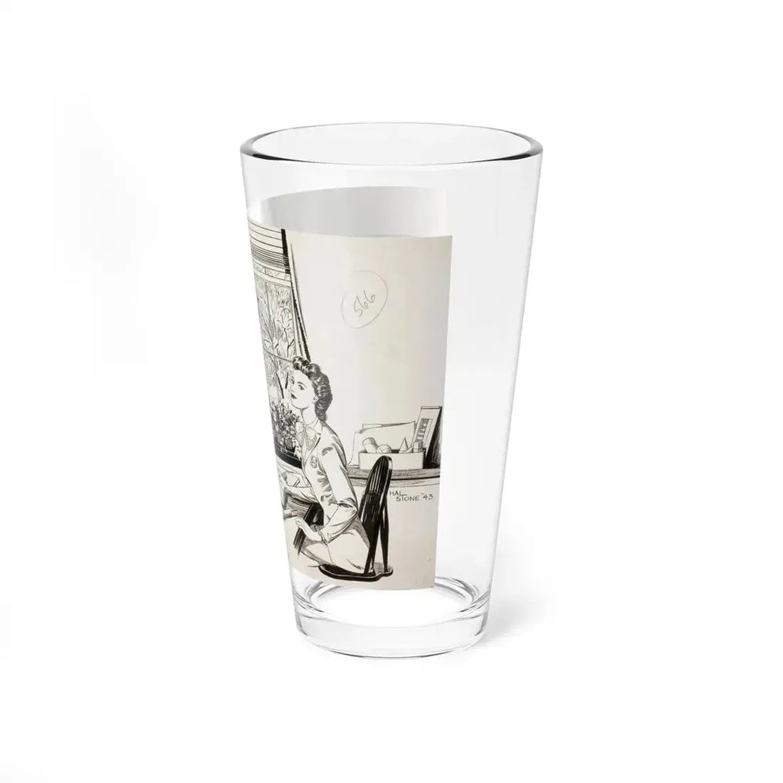 Never to Marry, magazine story illustration, 1943 (Magazine Illustration) Pint Glass 16oz - Go Mug Yourself