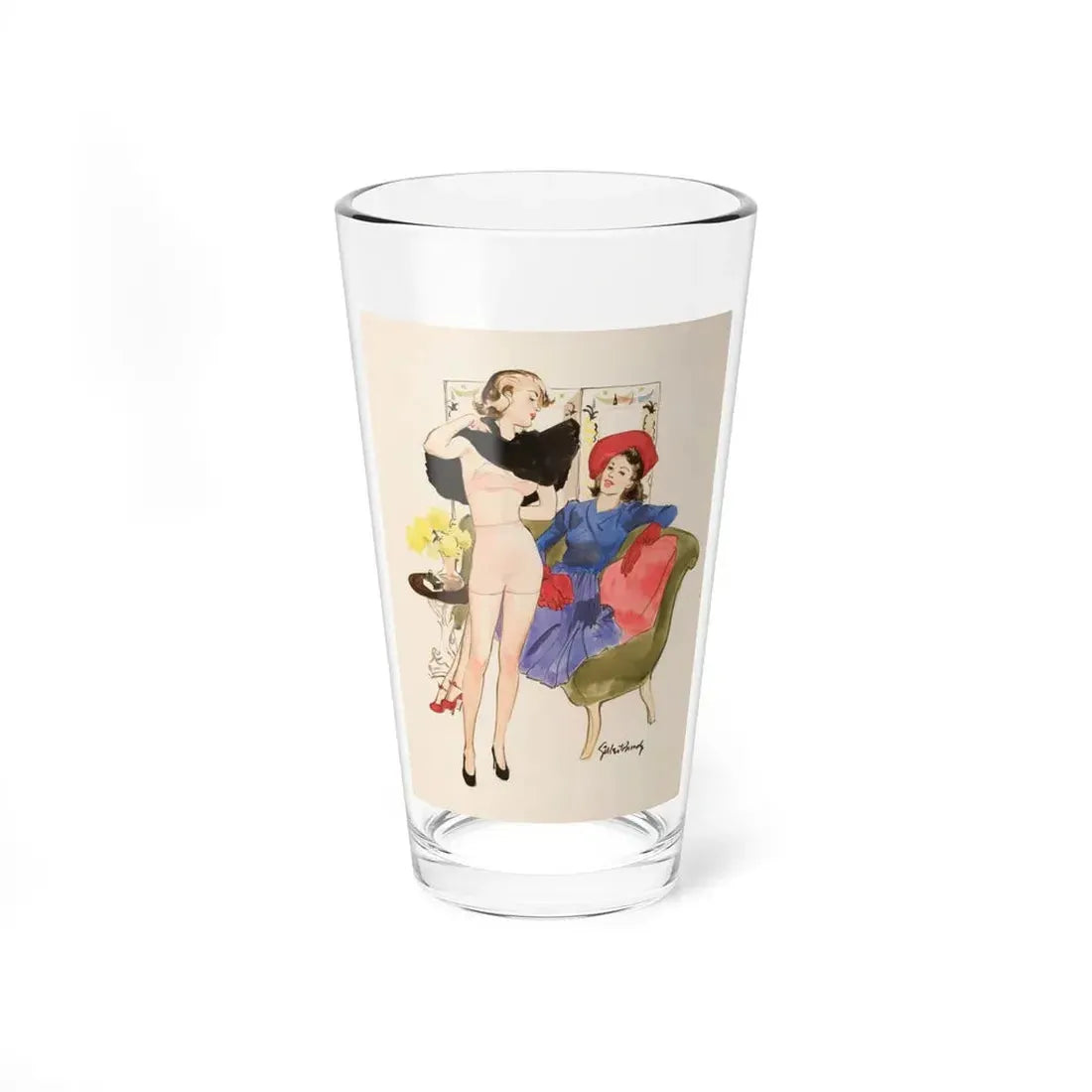 New Dress, 1939 (Magazine Illustration) Pint Glass 16oz 16oz - Go Mug Yourself