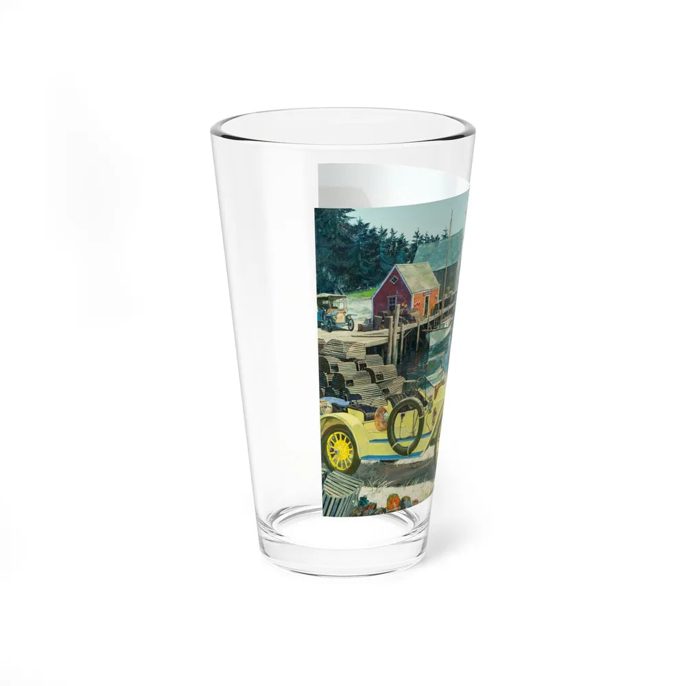 New England Clambake, 1912 Oldsmobile, Great Moments in Early American Motoring, 1970 (Magazine Illustration) Pint Glass 16oz - Go Mug Yourself