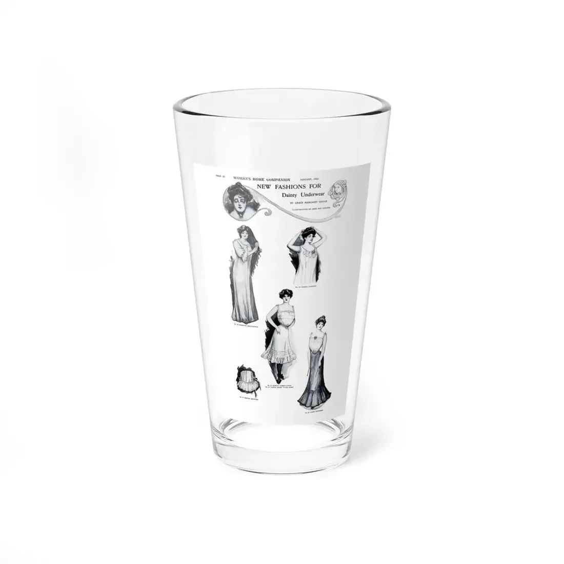 New Fashions for Dainty Underwear, Woman's Home Companion, January 1903 (Magazine Illustration) Pint Glass 16oz 16oz - Go Mug Yourself