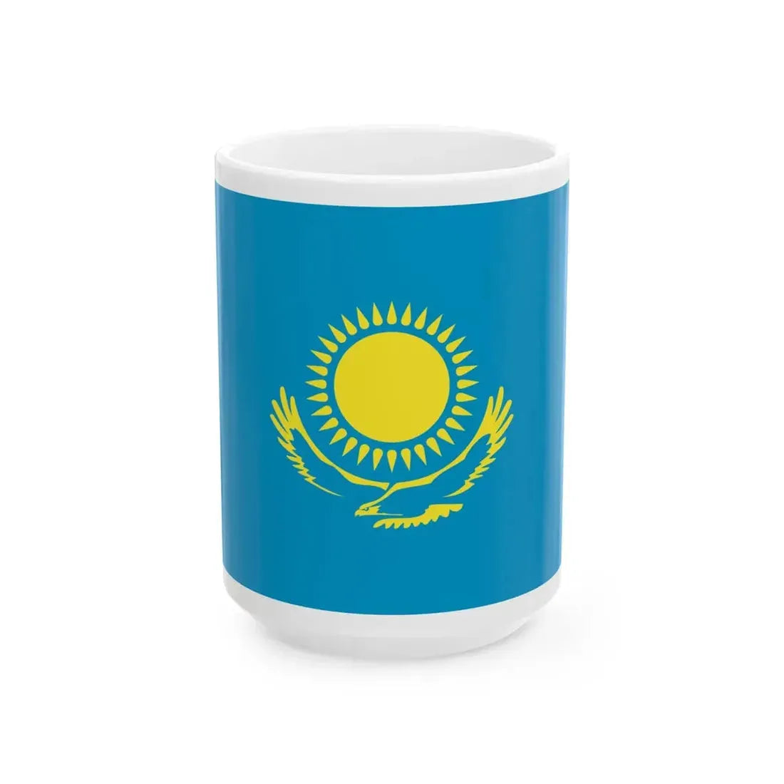 New Flag of Kazakhstan (Kazakhstan) White Coffee Mug 15oz - Go Mug Yourself