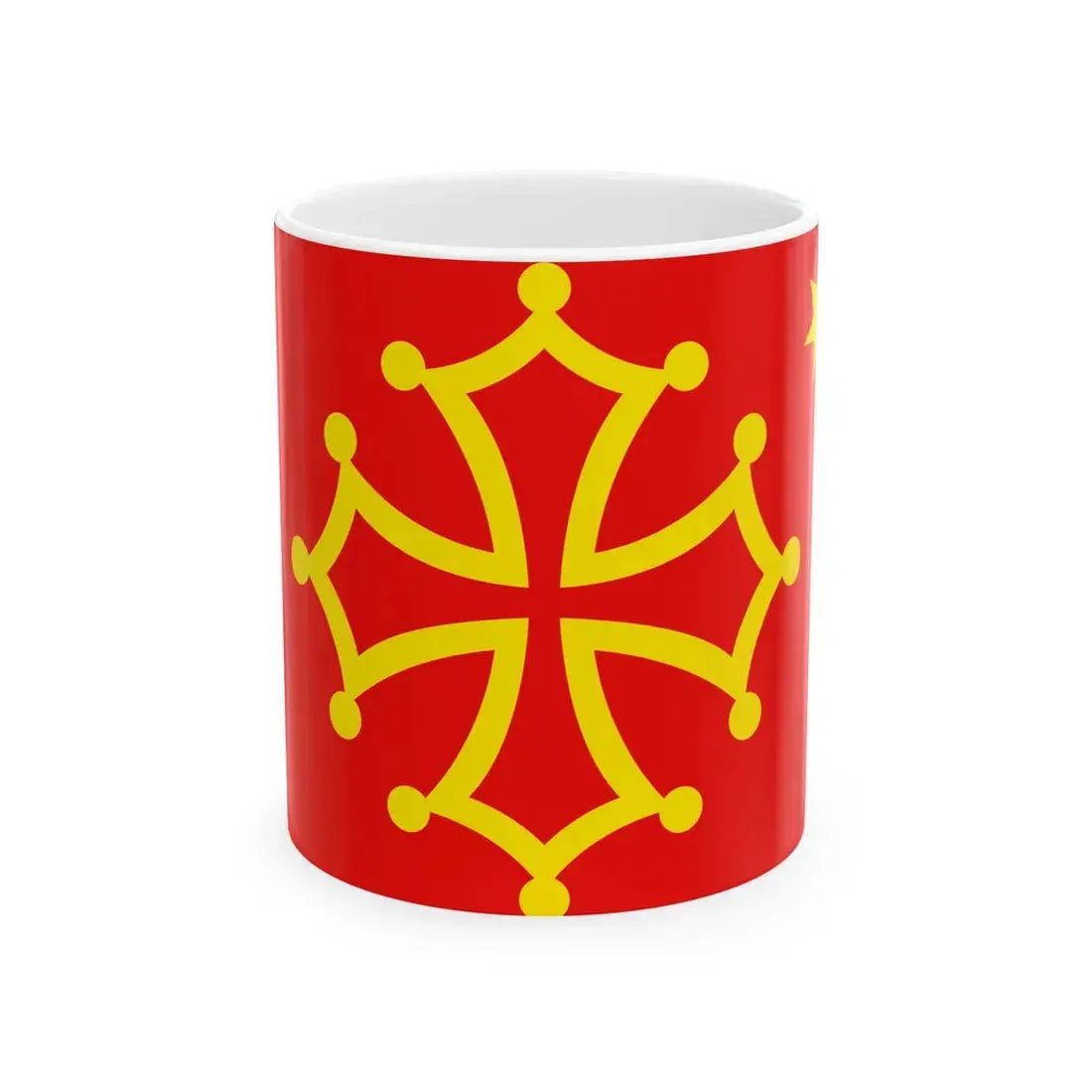 New Flag of Occitania with star (France) White Coffee Mug 11oz - Go Mug Yourself