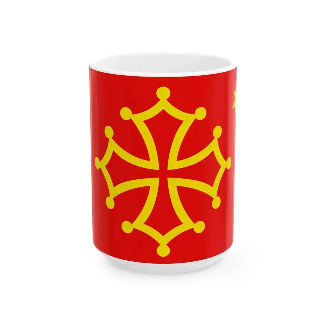 New Flag of Occitania with star (France) White Coffee Mug 15oz - Go Mug Yourself