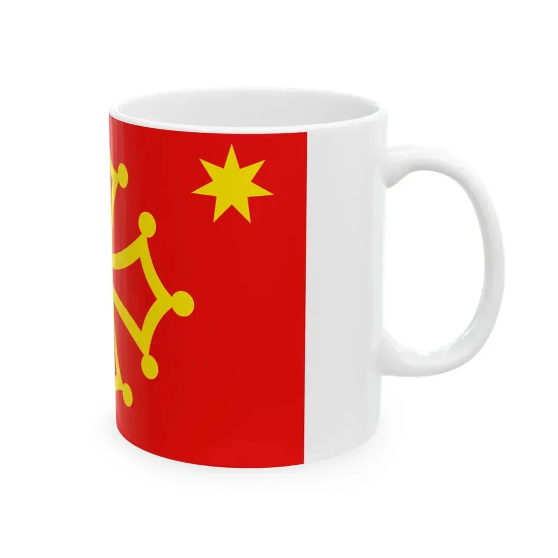 New Flag of Occitania with star (France) White Coffee Mug - Go Mug Yourself