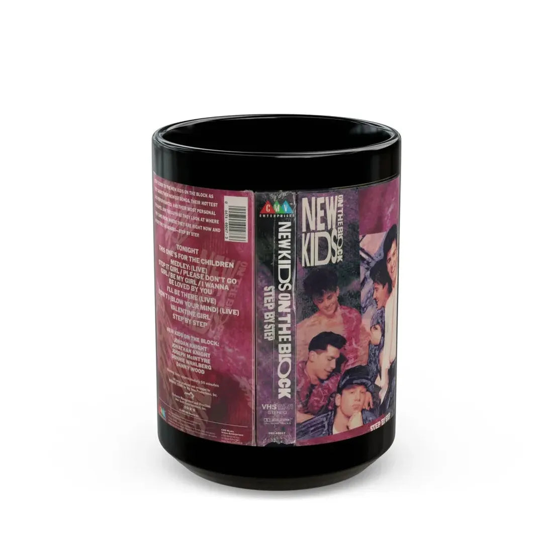 New Kids on The Block Step By Step (VHS COVER) - Black Coffee Mug 15oz - Go Mug Yourself