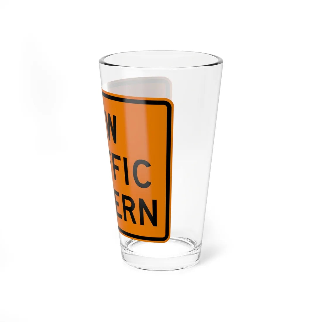 NEW TRAFFIC PATTERN MUTCD-DE TW23-2P-DE (Delaware) (Road Sign) Pint Glass 16oz - Go Mug Yourself
