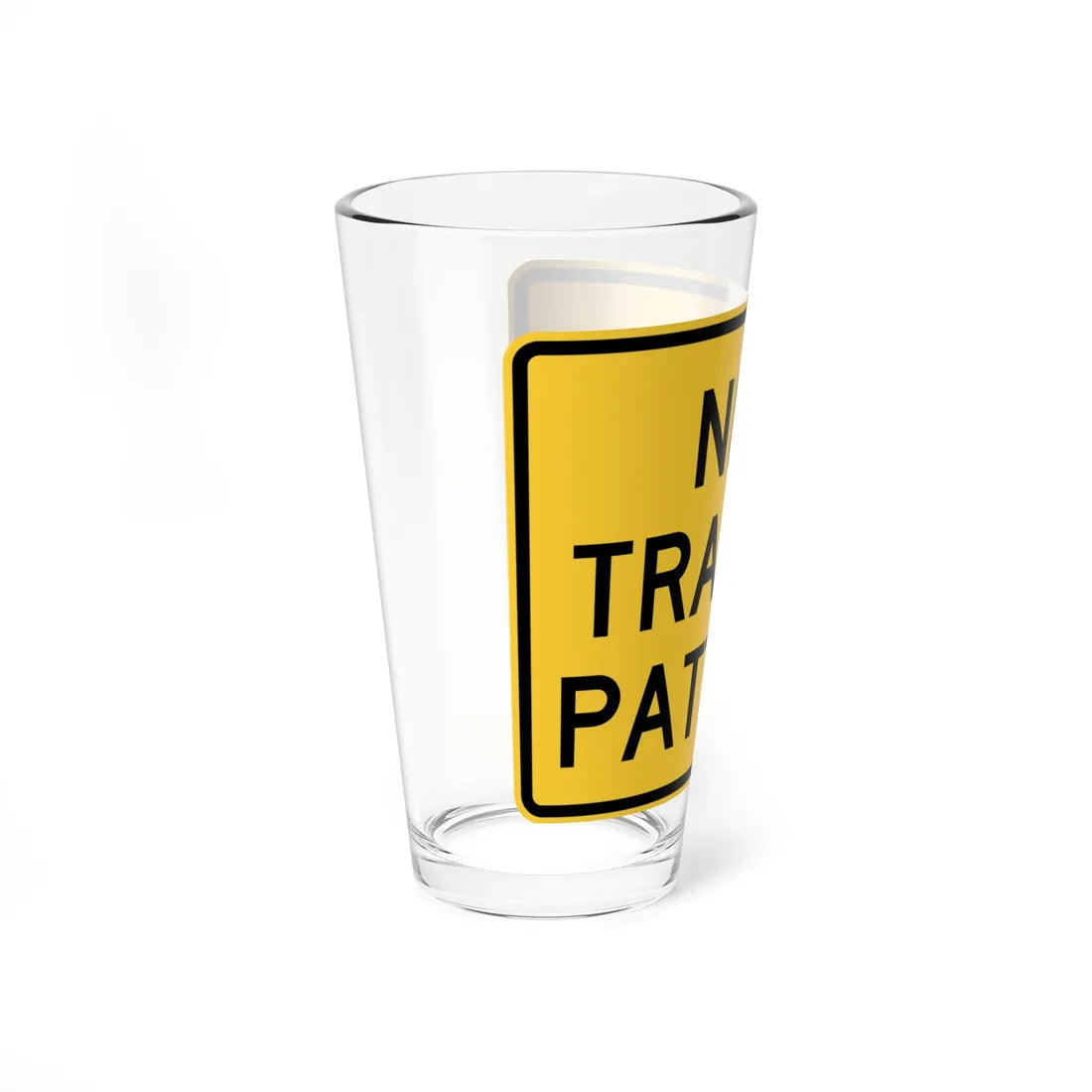 NEW TRAFFIC PATTERN MUTCD-DE W23-2P-DE (Delaware) (Road Sign) Pint Glass 16oz - Go Mug Yourself