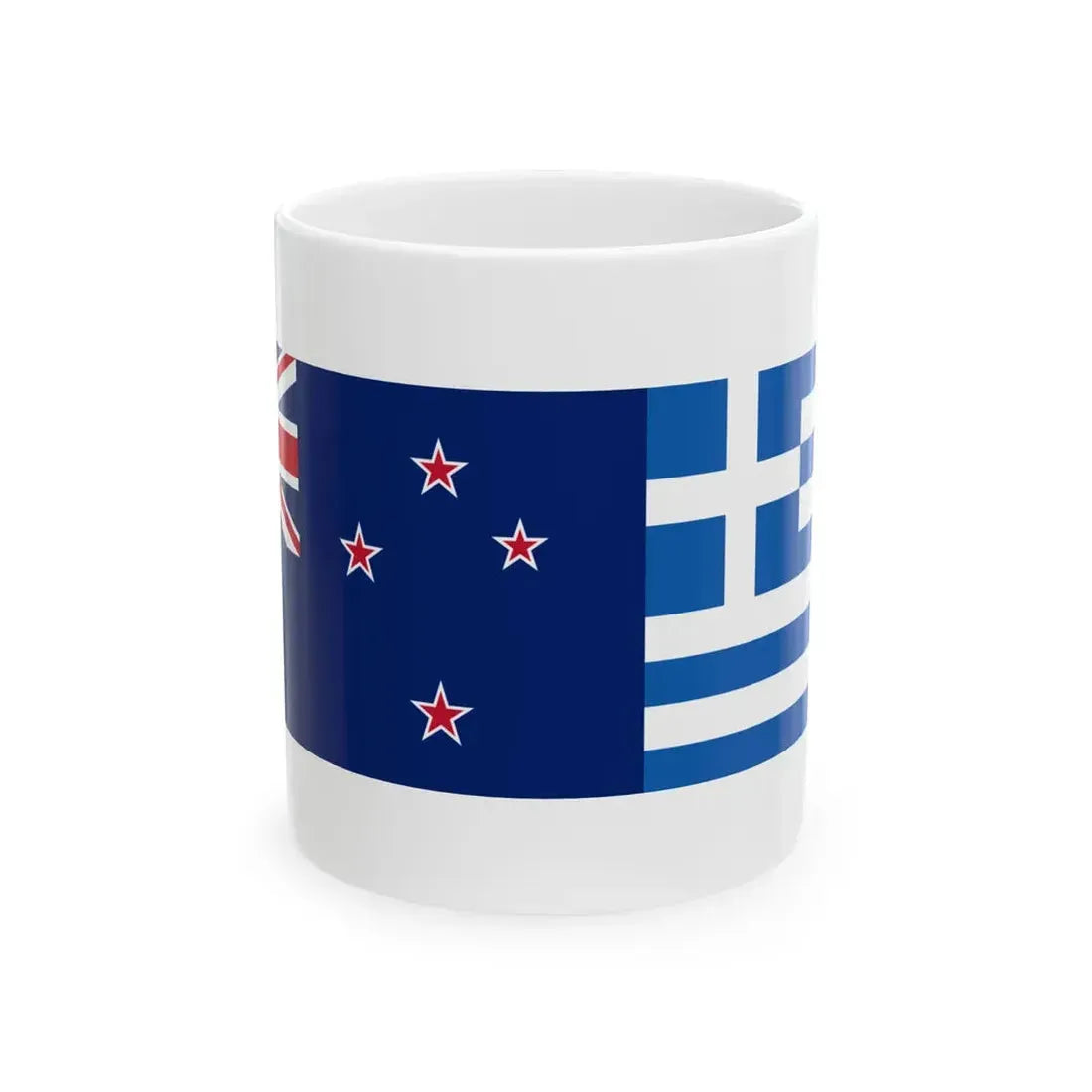 New Zealand and Greece flags (Greece) White Coffee Mug 11oz - Go Mug Yourself