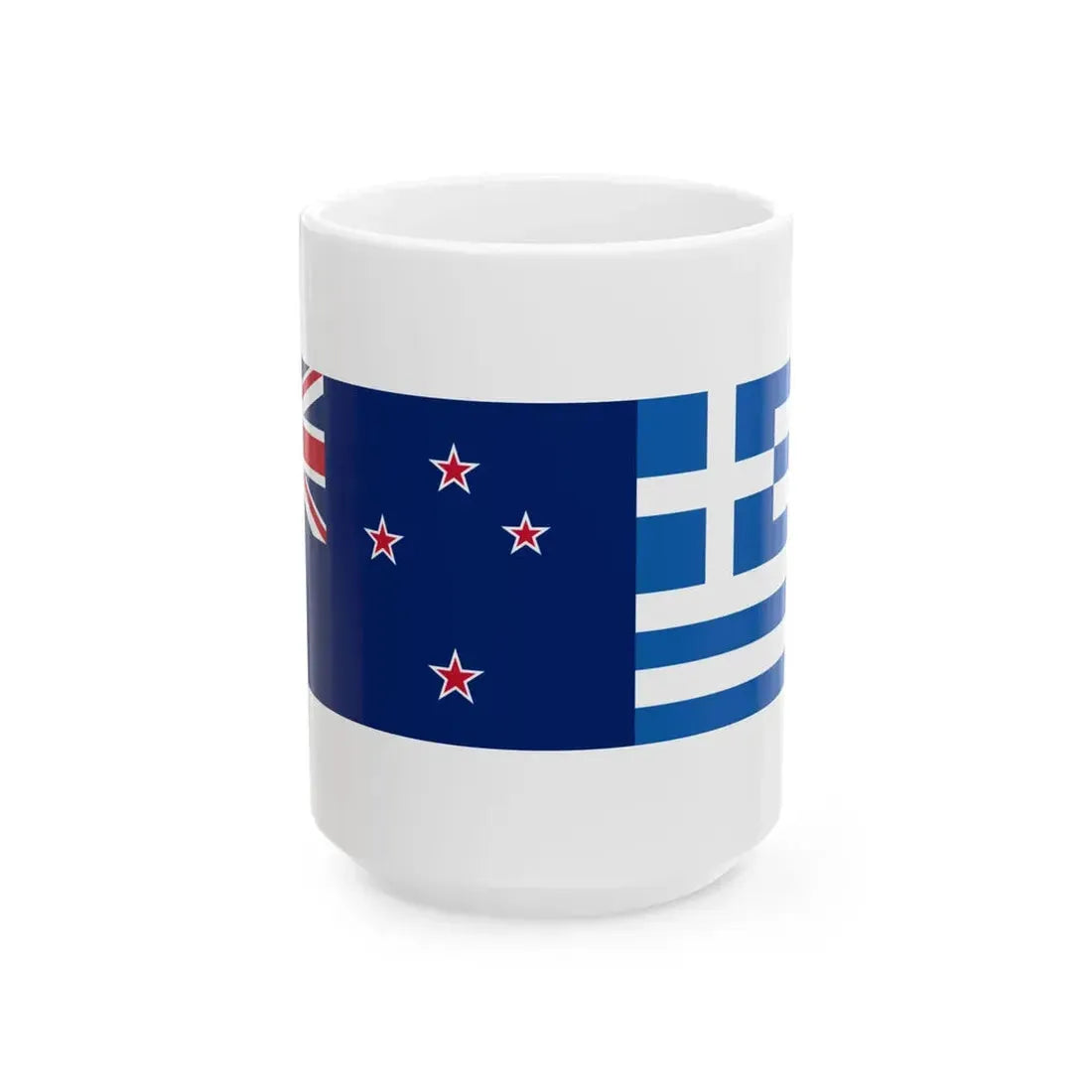 New Zealand and Greece flags (Greece) White Coffee Mug 15oz - Go Mug Yourself