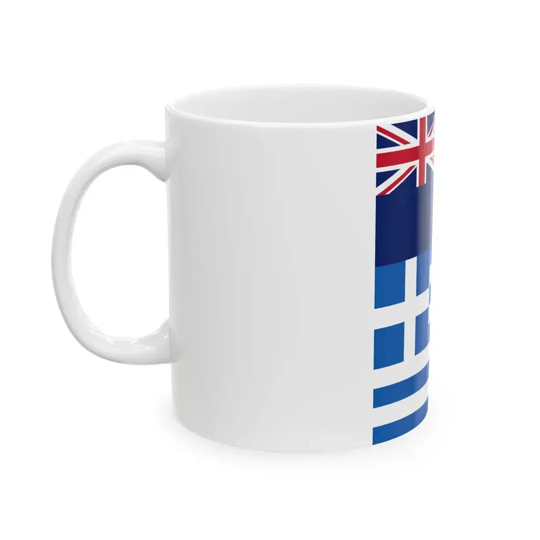 New Zealand and Greek flags vertical (Greece) White Coffee Mug - Go Mug Yourself