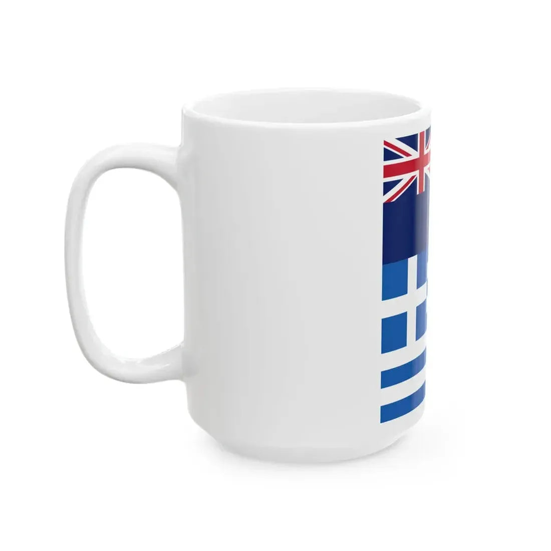 New Zealand and Greek flags vertical (Greece) White Coffee Mug - Go Mug Yourself