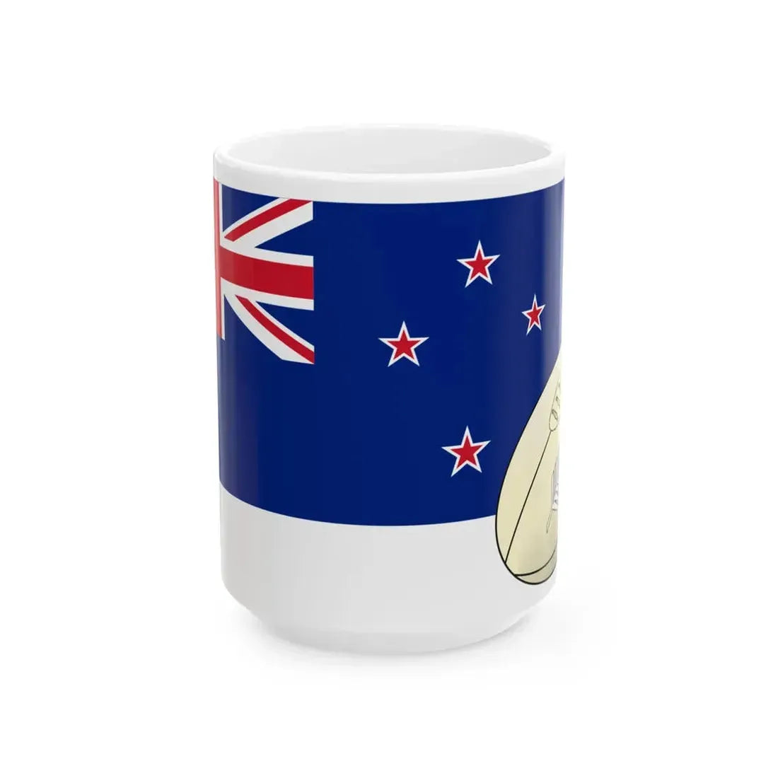 New Zealand flag rugby (New Zealand) White Coffee Mug 15oz - Go Mug Yourself