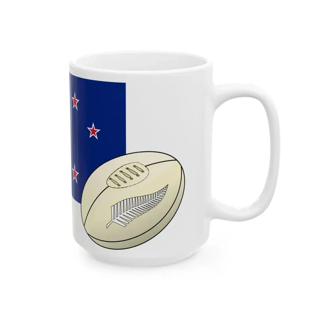 New Zealand flag rugby (New Zealand) White Coffee Mug - Go Mug Yourself