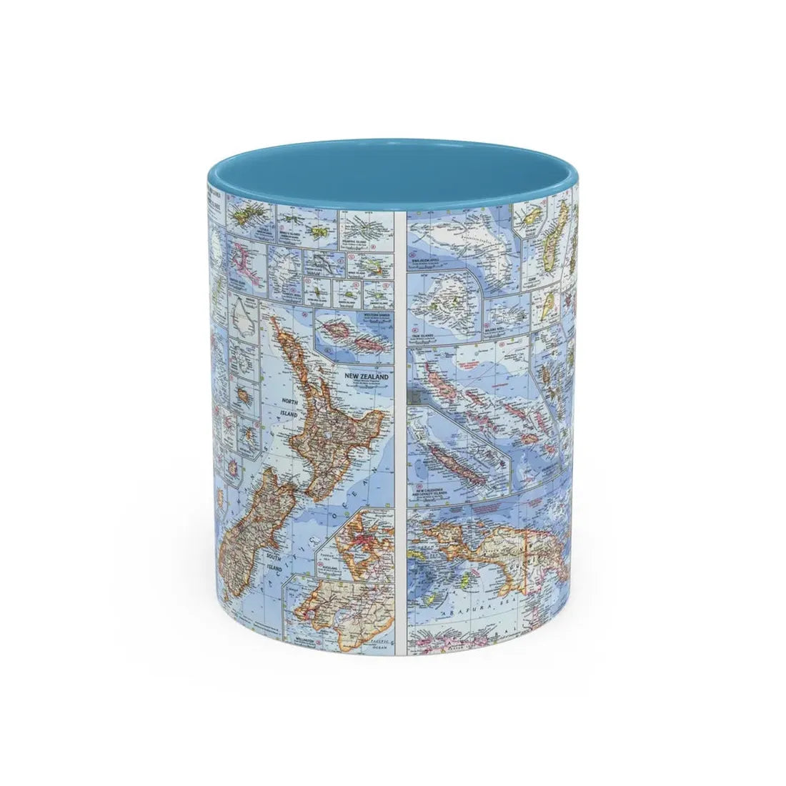 New Zealand, New Guinea (1962) (Map) Accent Coffee Mug 11oz Light Blue - Go Mug Yourself