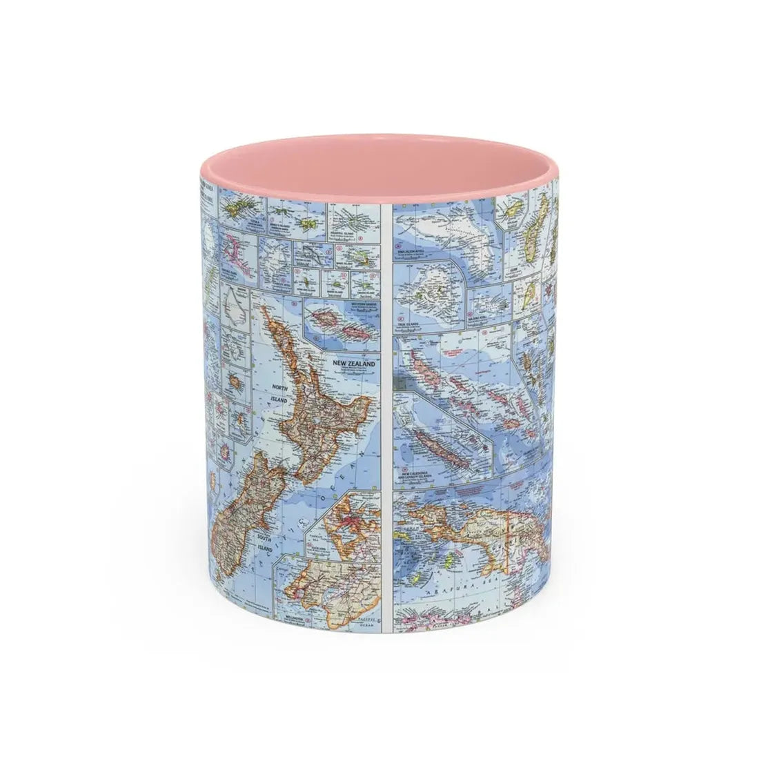 New Zealand, New Guinea (1962) (Map) Accent Coffee Mug 11oz Pink - Go Mug Yourself