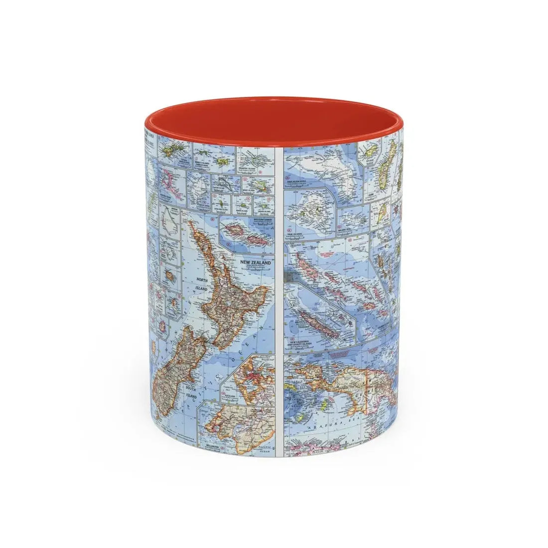 New Zealand, New Guinea (1962) (Map) Accent Coffee Mug 11oz Red - Go Mug Yourself